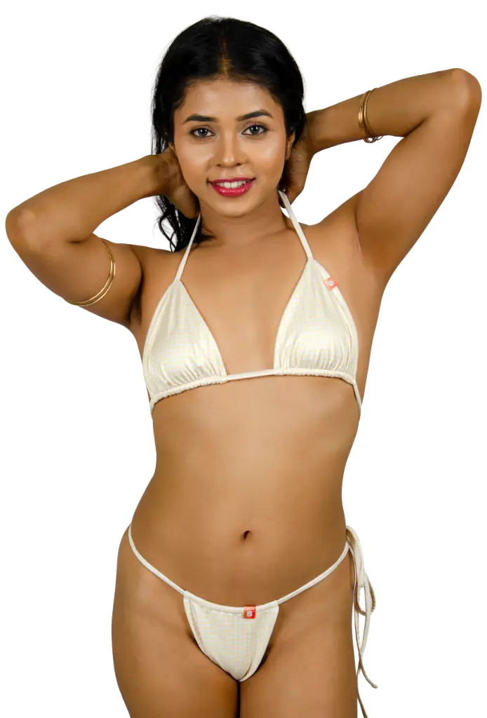 [B-127-XS] NAIA thong bikini bottom – Honey Mirage (XS)